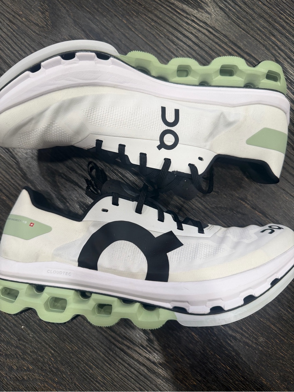On Men's Cloudmonster Running Shoes - White with Light Green
